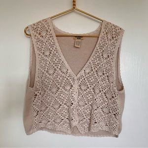 Northwest Blue vintage crochet vest. Cream color. Bohemian/Hippie/Grandmacore